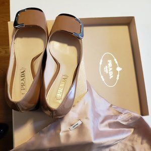 Prada Vernice Bi-Coloured Square-Toe Pumps